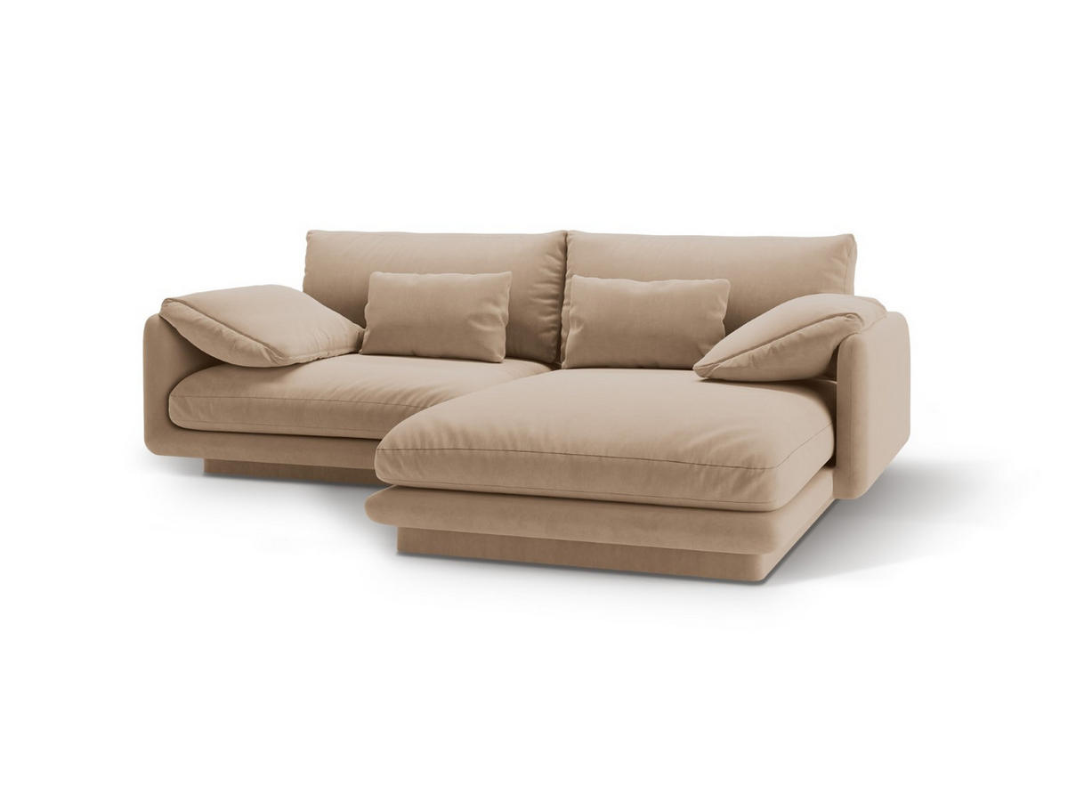 ECKSOFA rechts Torino aus Samt sandfarben 3 Sitzplätze - Sandfarben, Textil (170/220cm) - Micadoni