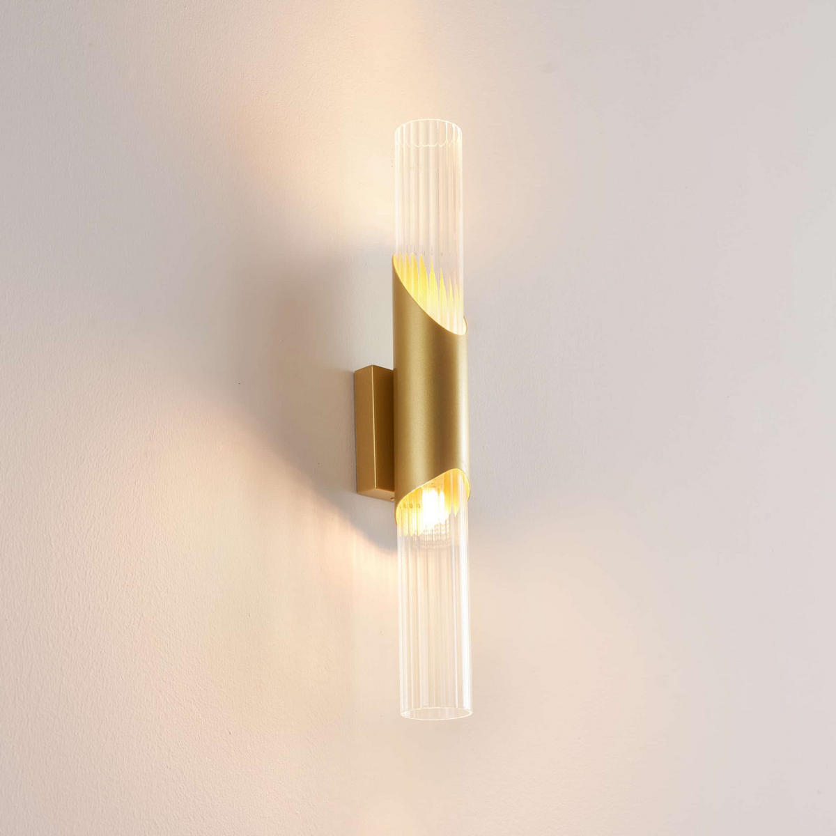 WANDLEUCHTE Capriano, Transparent und Goldfarben, 56cm - Goldfarben, Glas (12/56/9.5cm) - KOSILUM