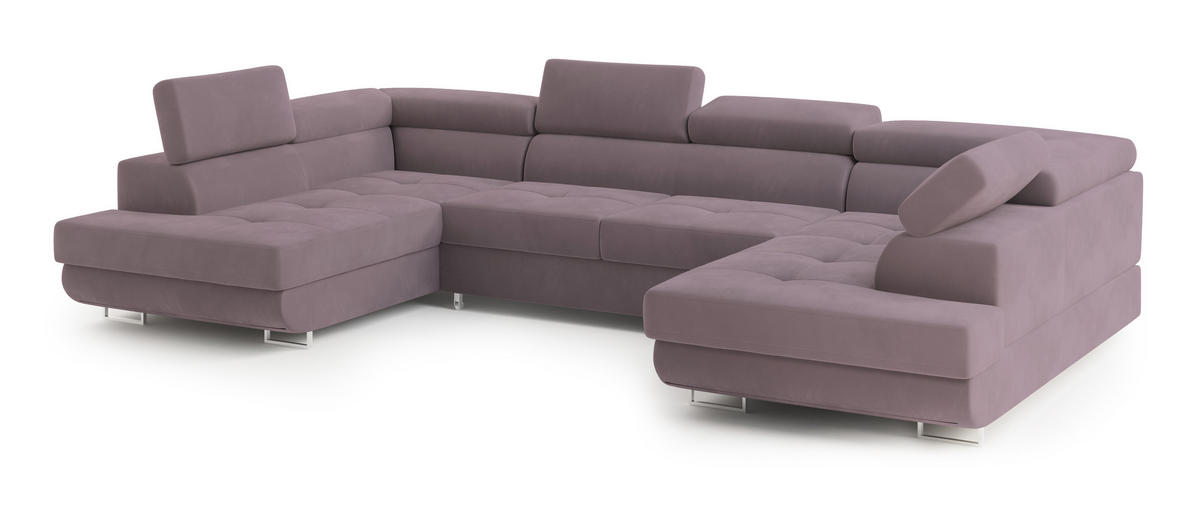 ROHOVÁ SEDAČKA RAGGIO šeříková - stříbrná/šeříková, kov/dřevo (336/202cm) - MASSENO