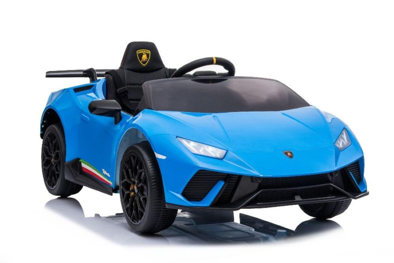 KINDER ELEKTROAUTO Lamborghini Huracan blau EVA-Reifen, Kunstledersitz, lizenziert, Fernbedienung, Bluetooth - Blau, Kunststoff (117/64/47cm) - Es-Toys