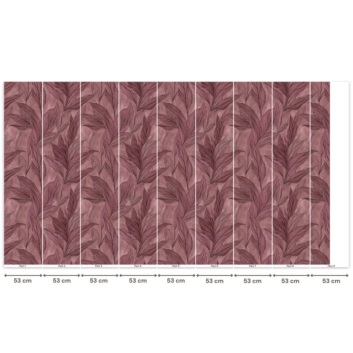 TAPETE - Blätter - Muster - Lila - 500x280 cm - Altrosa, Papier (500/280cm) - OnlyWow
