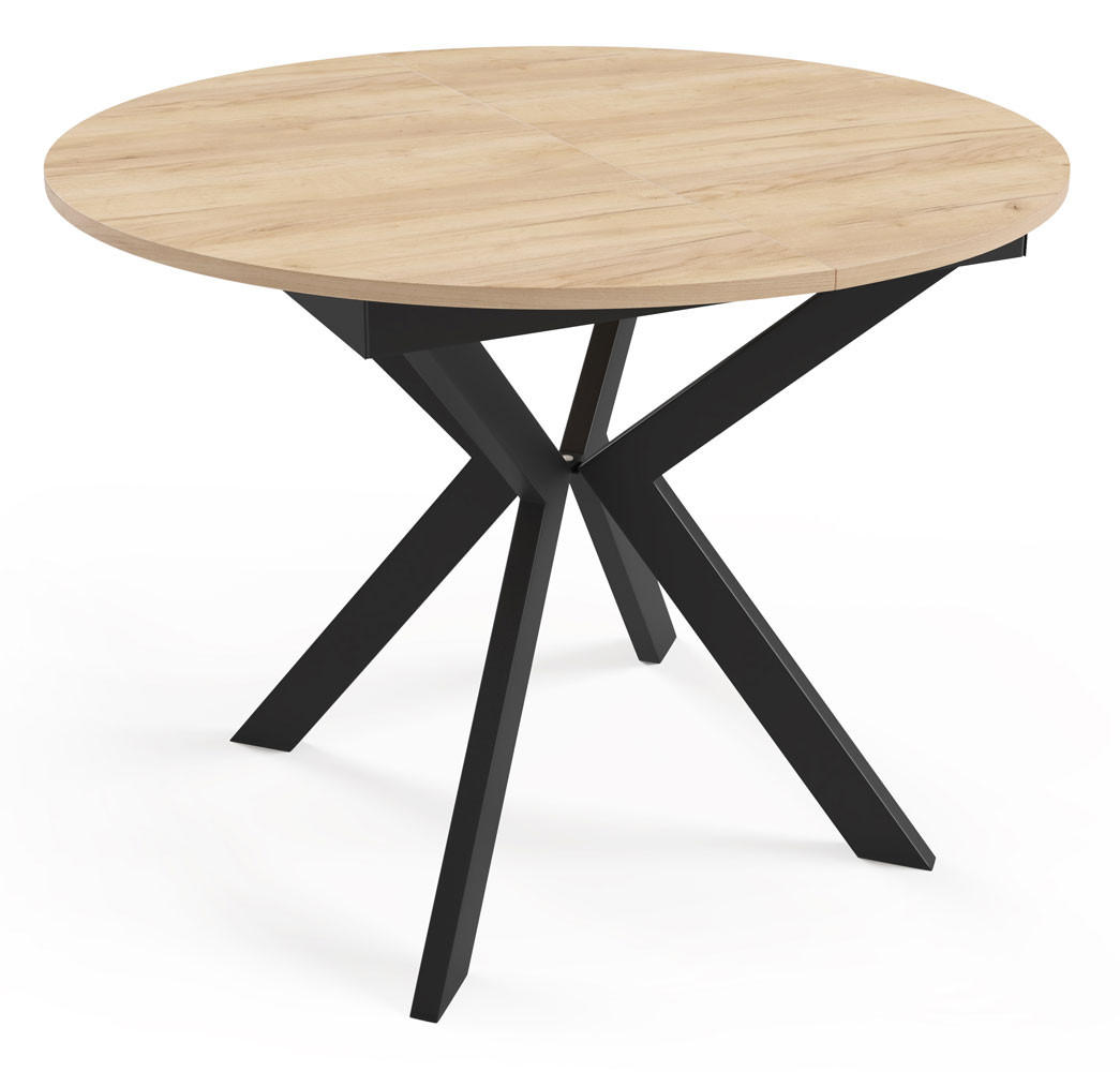 ESSTISCH Leia Gold Craft Eiche / Schwarz 100/138 / 100 / 76cm - Eiche Bianco/Schwarz, Holz/Holzwerkstoff (100/100/76cm) - Feldmann-Wohnen