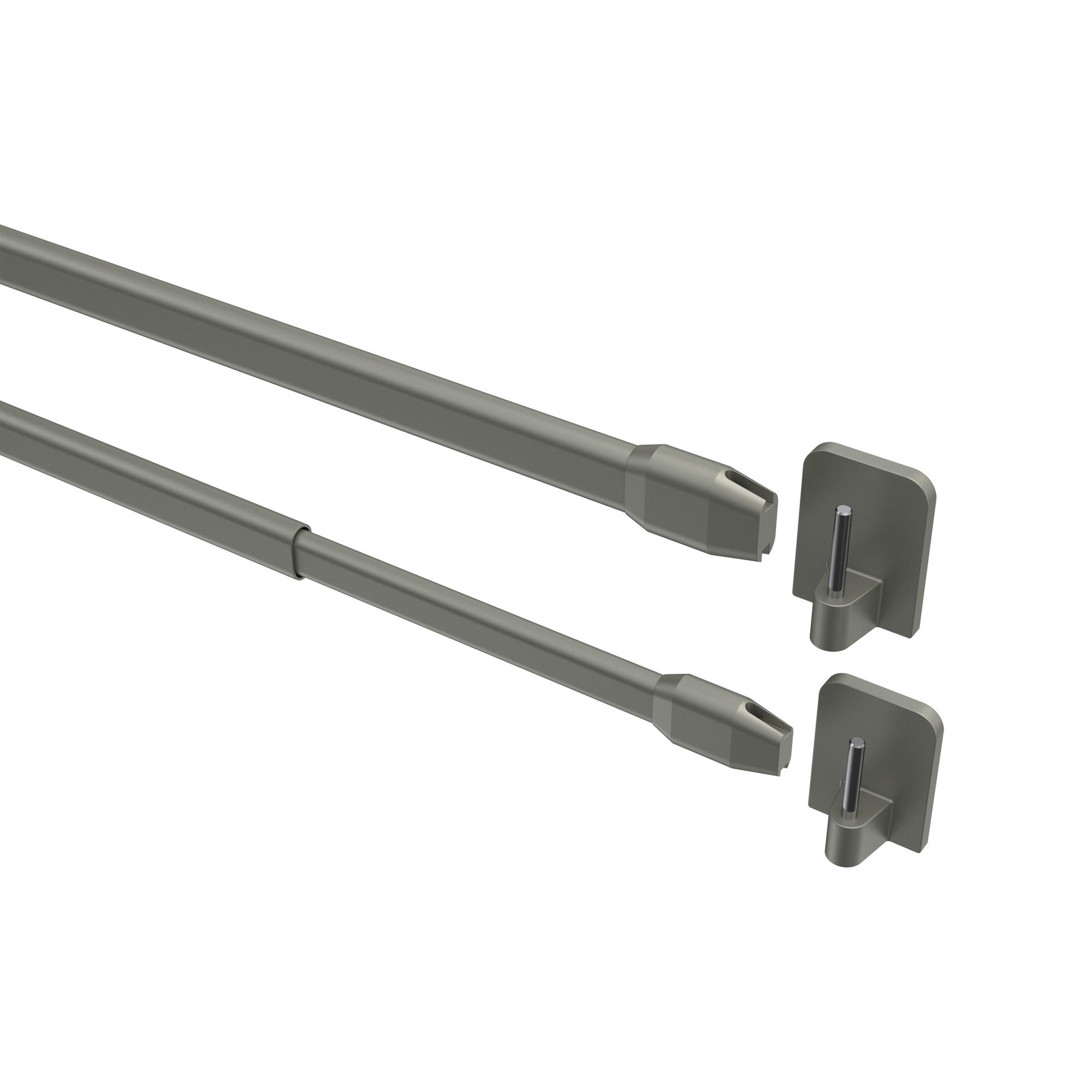 SCHEIBENSTANGEN/VITRAGESTANGEN MIT KLEBEHAKEN Geno 60-100 cm, oval, Silbergrau, Packung 2 Stück - Alufarben, Kunststoff/Metall (1.2/2.4/100cm) - INTERDECO