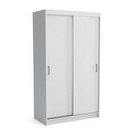 SCHWEBETÜRENSCHRANK NICOLA 120/215/60 cm 2-türig mit Spiegel Weiß - Weiß, Holzwerkstoff (120/215/60cm) - MASSENO