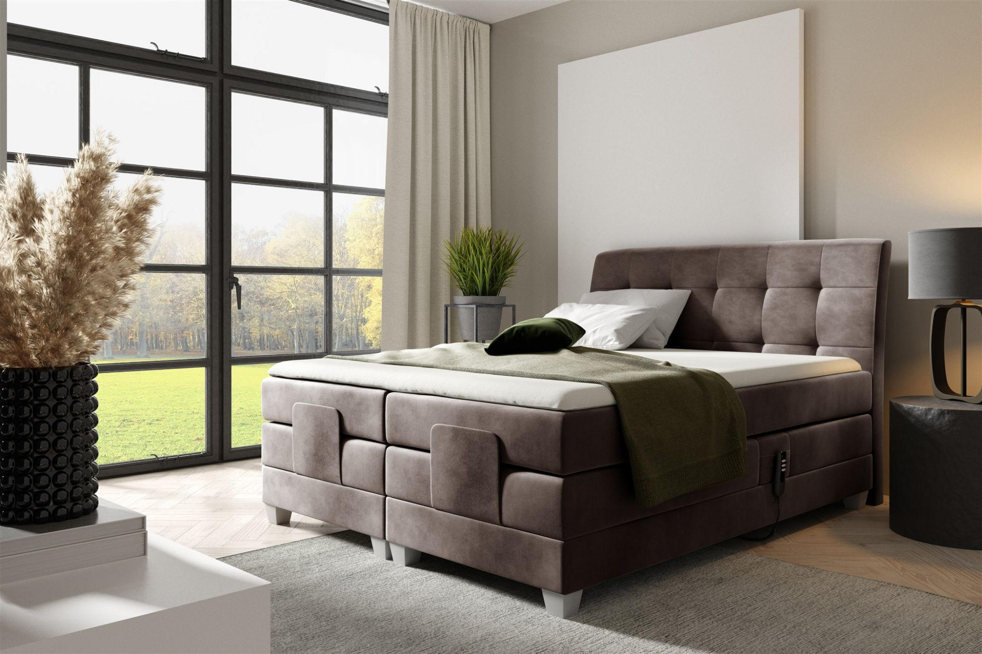 BOXSPRINGBETT Elektrisch Franco - Braun, Holzwerkstoff/Textil (120/200cm) - Fun Möbel