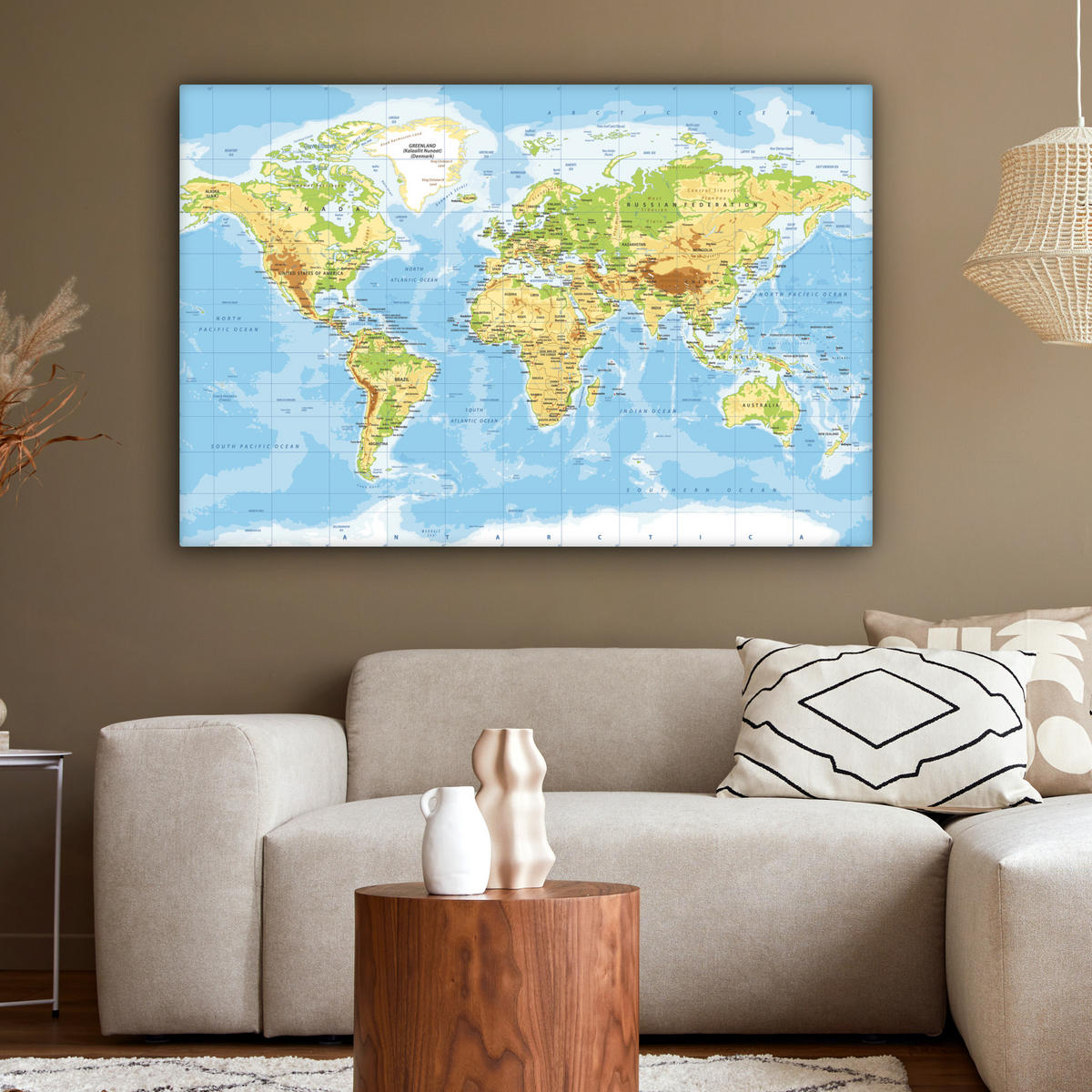 LEINWANDBILD Weltkarte - Statistisch - Blau - Erde - Bildung XXL 150x100 cm - Blau, Textil (150/100cm) - MuchoWow