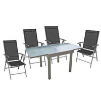 GARTEN-SITZGRUPPE Arne 5-teilig Gartenmöbel-Set - Grau, Metall - DELUKE