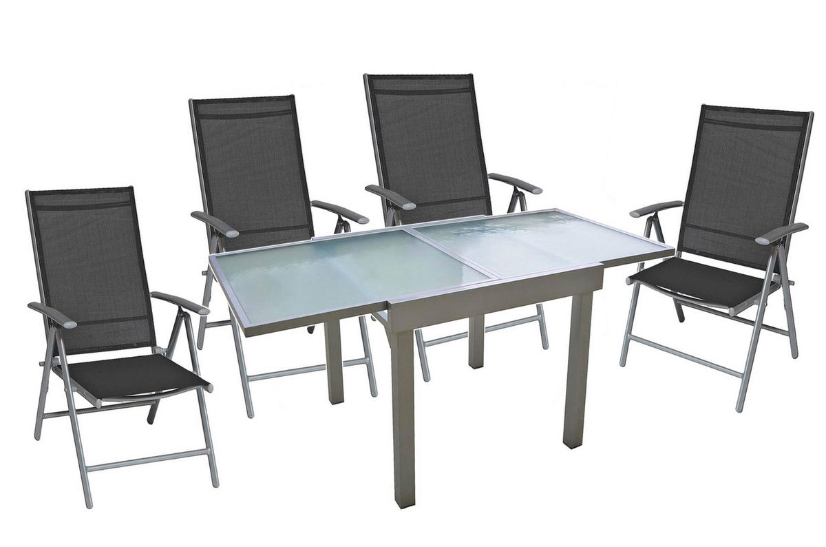 GARTEN-SITZGRUPPE Arne 5-teilig Gartenmöbel-Set - Grau, Metall - DELUKE