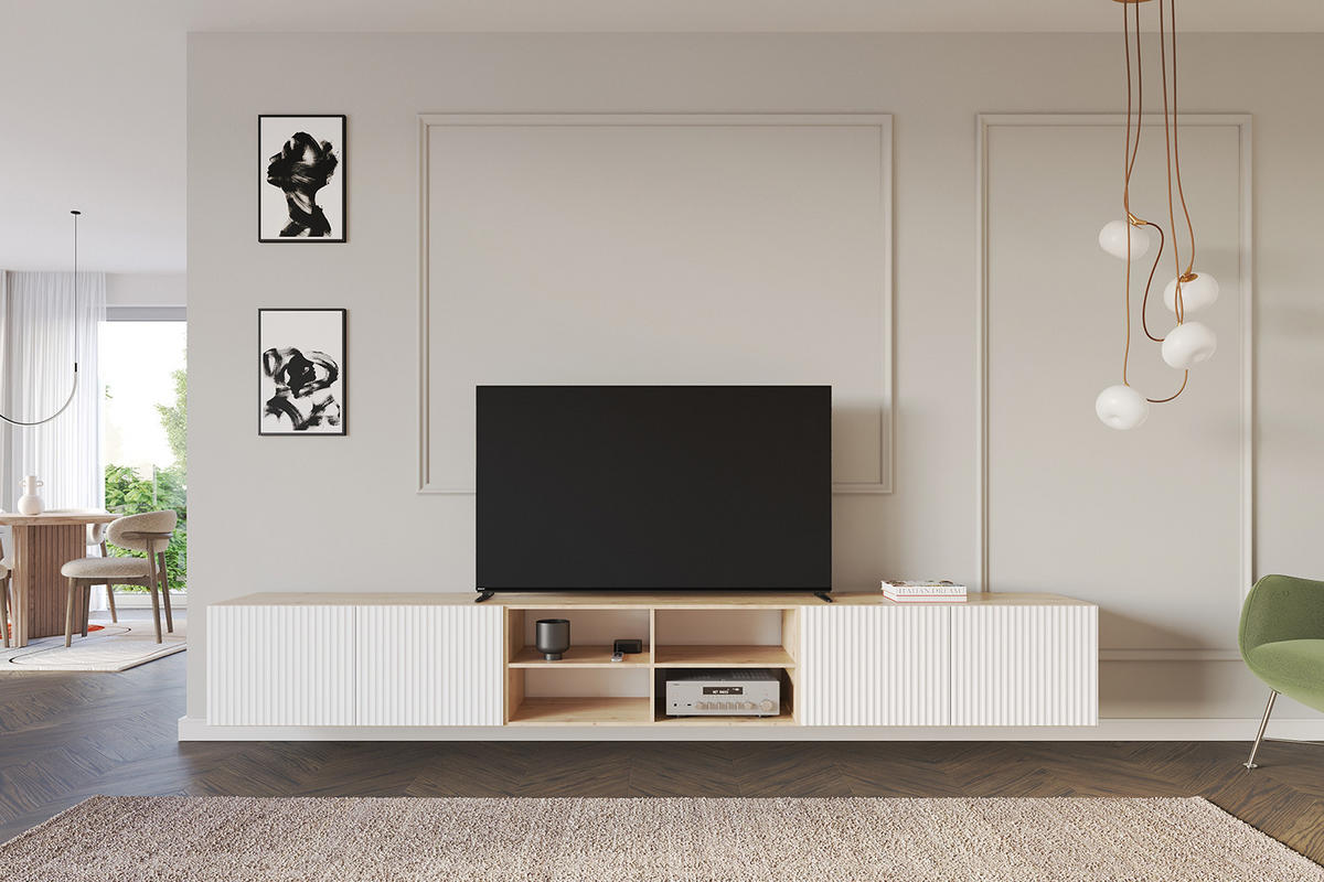 LOWBOARD NOA-2-W 3x100x40x41 cm - Artisan / Weiß - Weiß, Holzwerkstoff (300/40/41cm) - ALTDECOR