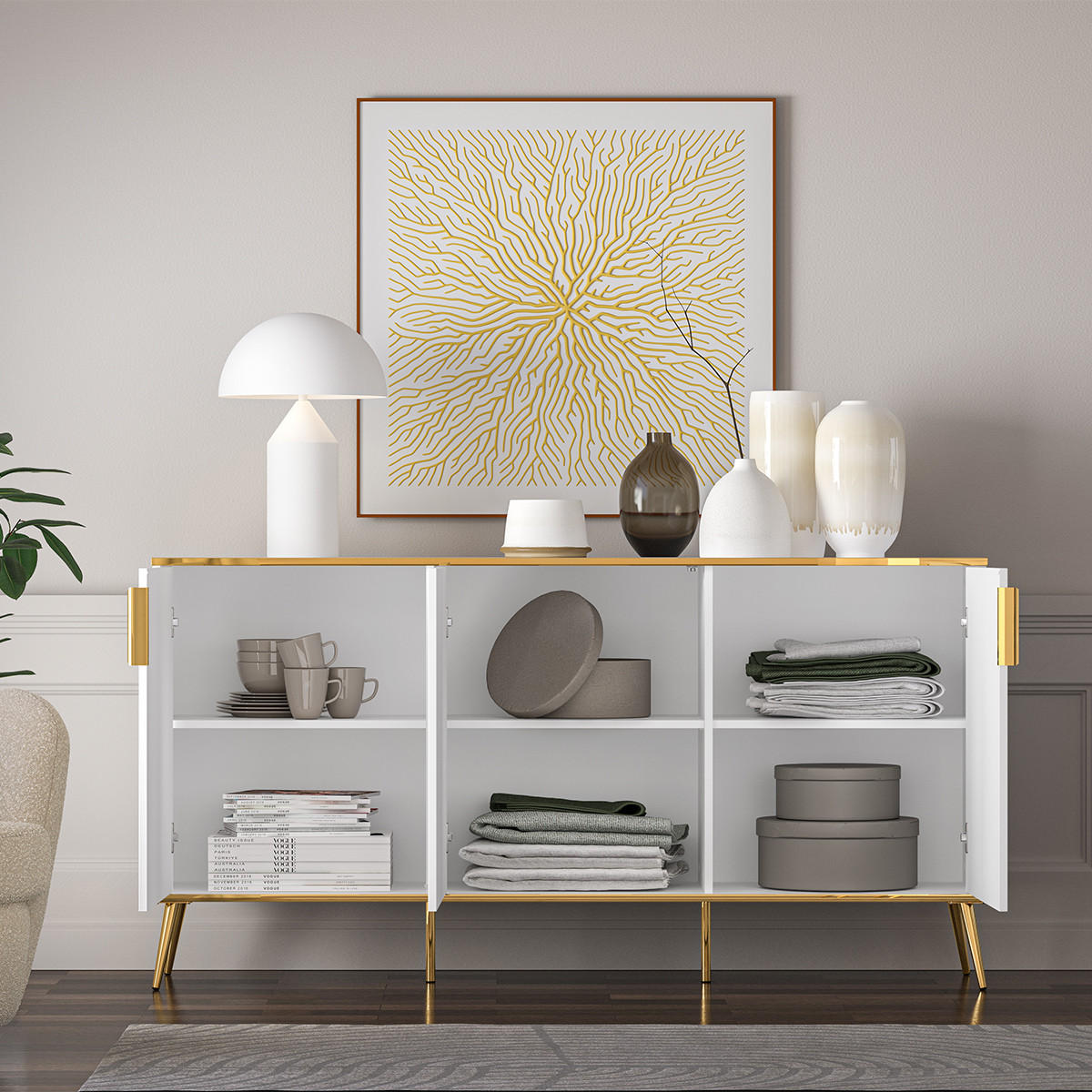 SIDEBOARD Zora Weiß - Weiß, Holzwerkstoff (170/88/40cm) - Petits-meubles