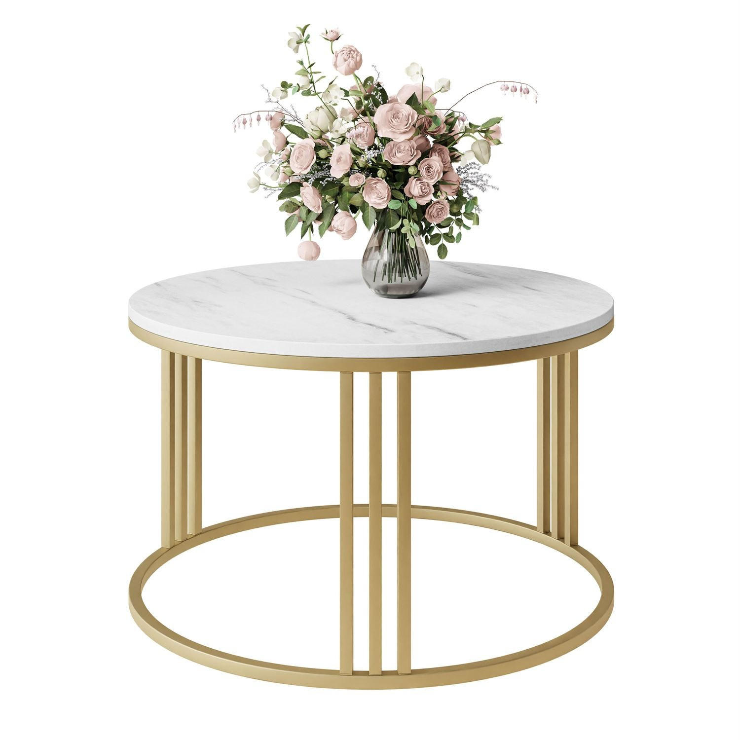 COUCHTISCH LORI LEVANTO mit goldfarbenem Fuß - Goldfarben, Holzwerkstoff (70/70/48cm) - Lookway