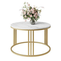 COUCHTISCH LORI LEVANTO mit goldfarbenem Fuß - Goldfarben, Holzwerkstoff (70/70/48cm) - Lookway