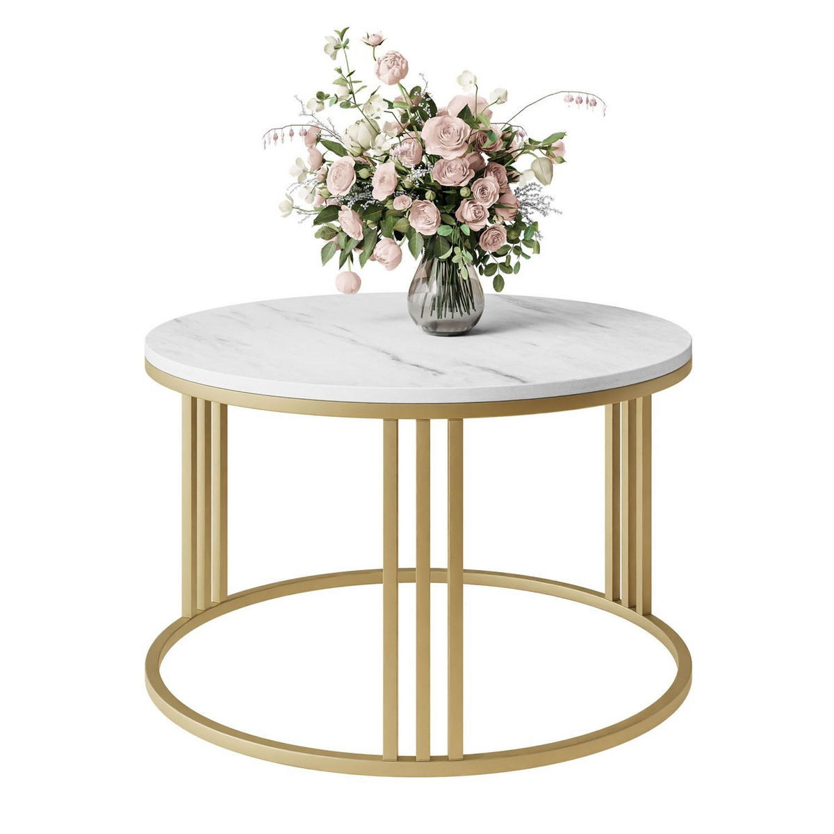 COUCHTISCH LORI LEVANTO mit goldfarbenem Fuß - Goldfarben, Holzwerkstoff (70/70/48cm) - Lookway