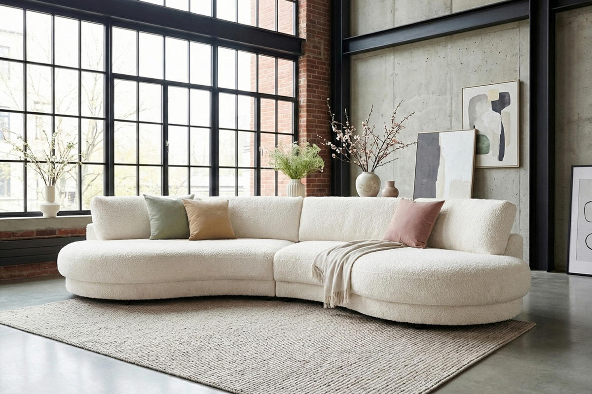 BIG SOFA PADANA Weiß Flachgewebe - Schwarz/Weiß, Kunststoff/Textil (410/86/166cm) - KAWOLA