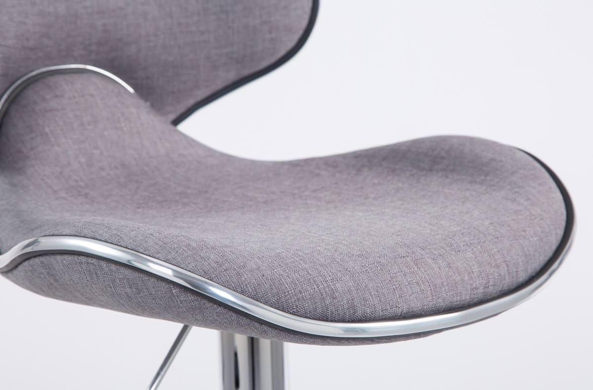 BARHOCKER 2er Set Stoff hellgrau - Chromfarben/Hellgrau, Textil/Metall (46/88/49cm) - CLP