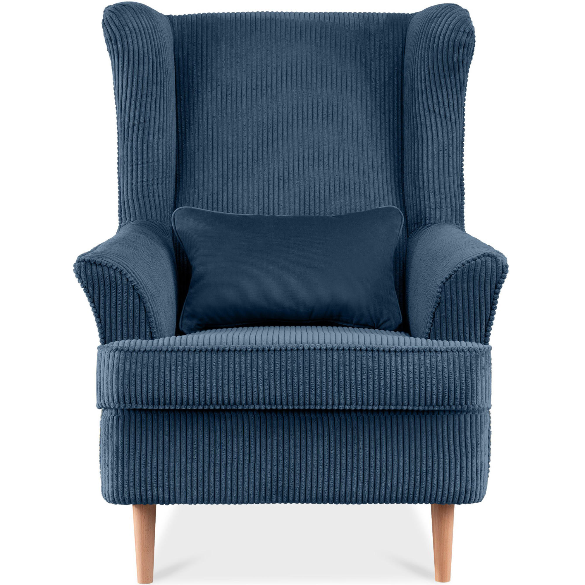 OHRENSESSEL STRALIS inklusive dekorativem Kissen, dunkelblau - Dunkelblau, Textil (82/108/80cm) - KONSIMO®
