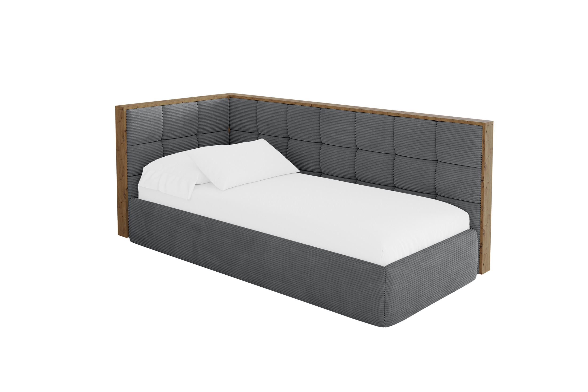 ALTDECOR JEDNOLŮŽKOVÁ POSTEL pro mládež s úložným prostorem, vpravo - SOVY 90x200 tmavě šedá