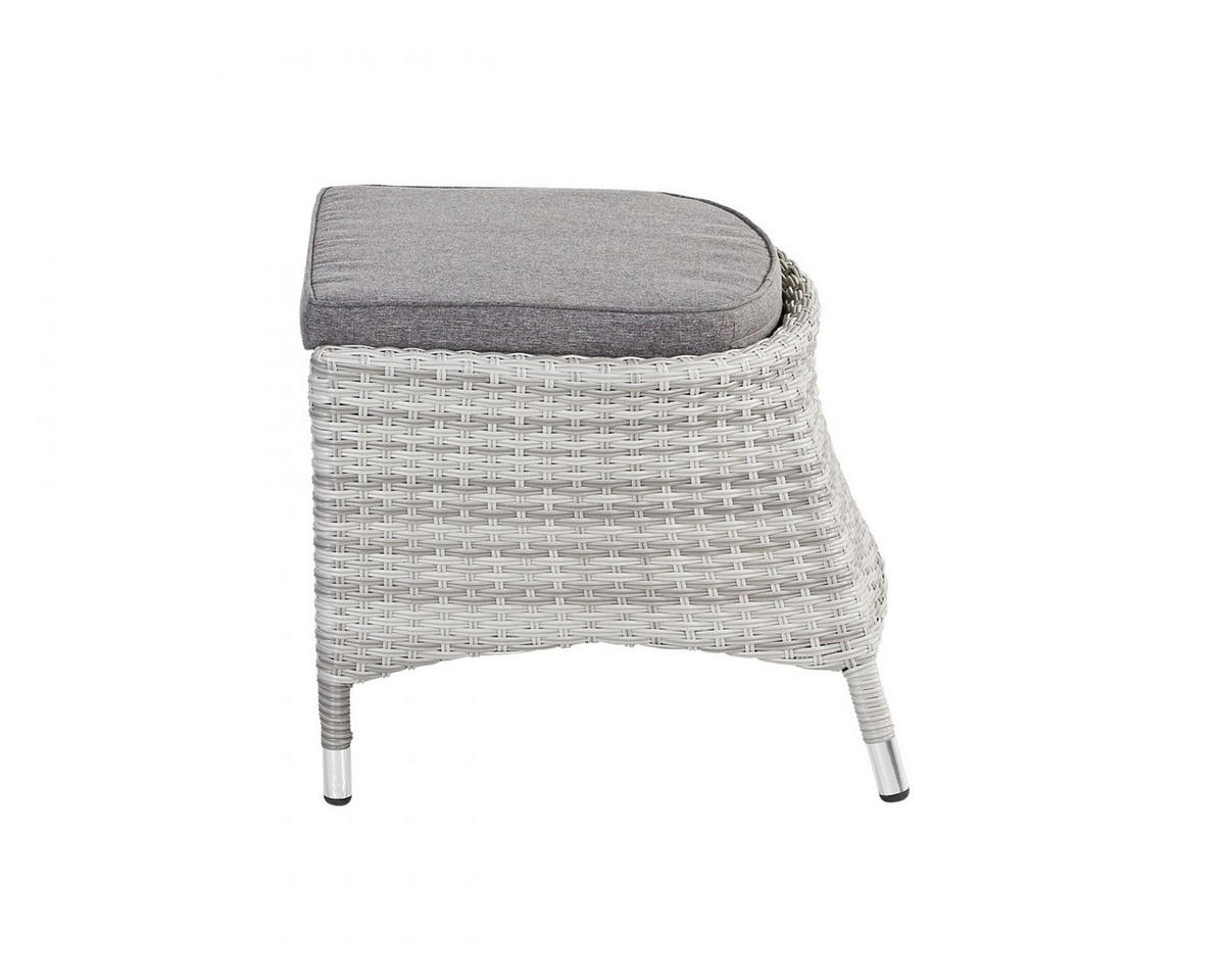 GARTENHOCKER Boston 57x50x44 cm, Polyrattan, Weiß-Grau - Grau, Kunststoff (50/44/57cm) - dasmöbelwerk