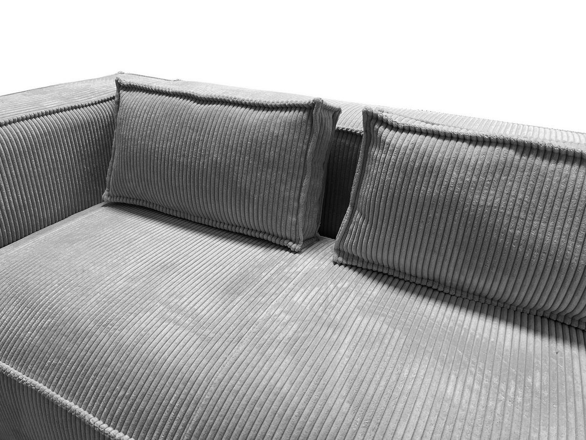ECKSOFA Nova Hellgrau Cord, Ottomane rechts - Hellgrau/Schwarz, Holz/Kunststoff (262/176cm) - S-Style Möbel