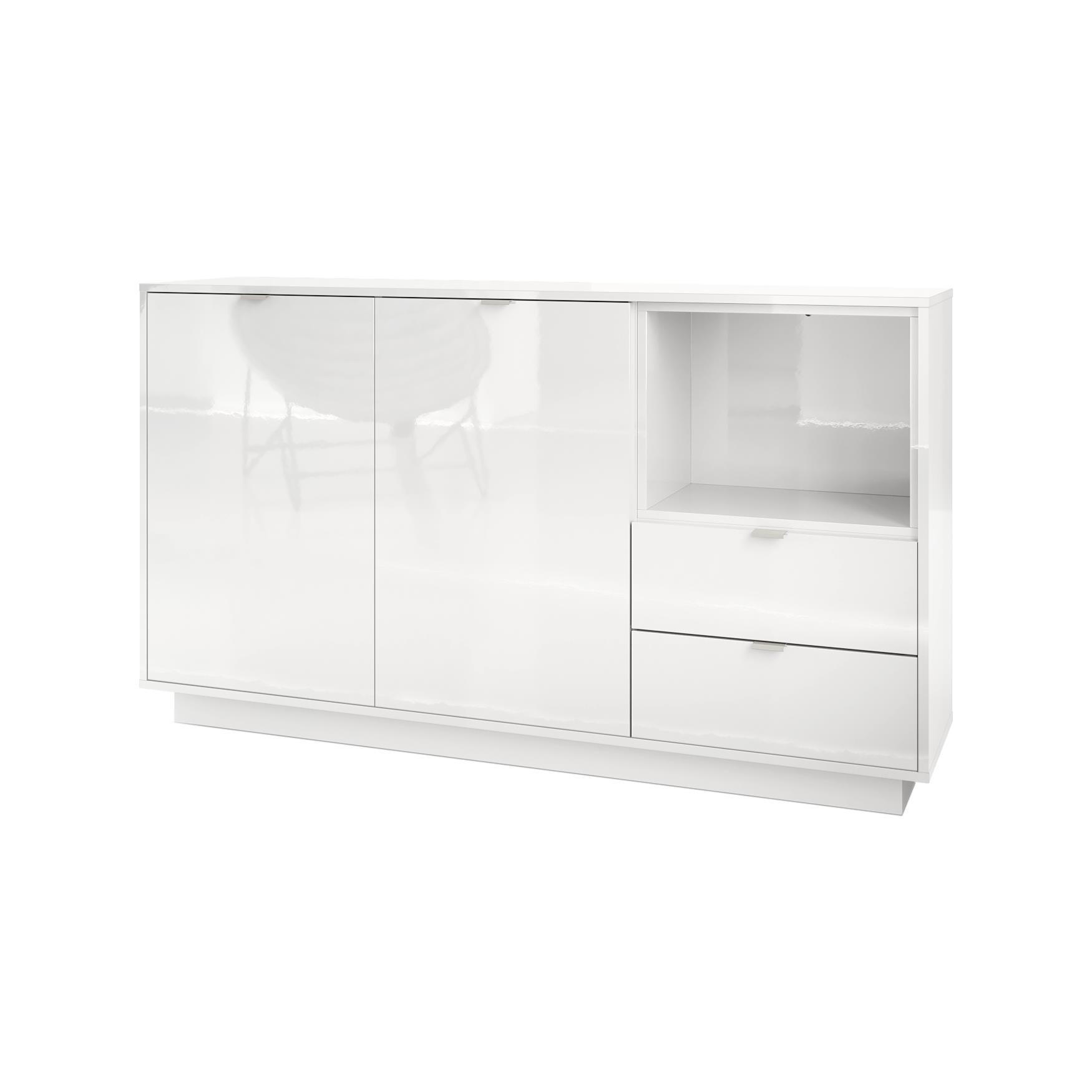 SIDEBOARD Metro Einsatz in Weiß Hochglanz - Weiß Hochglanz, Holzwerkstoff (153/88/38cm) - Vladon