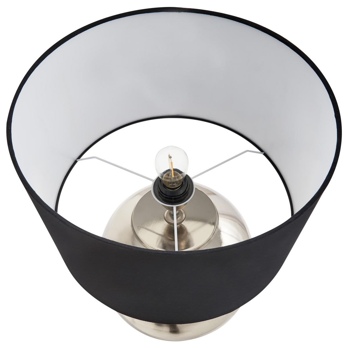 TISCHLAMPE Metall Silber Sobramati - Silberfarben/Schwarz, Holz (39/39/52cm) - Beliani