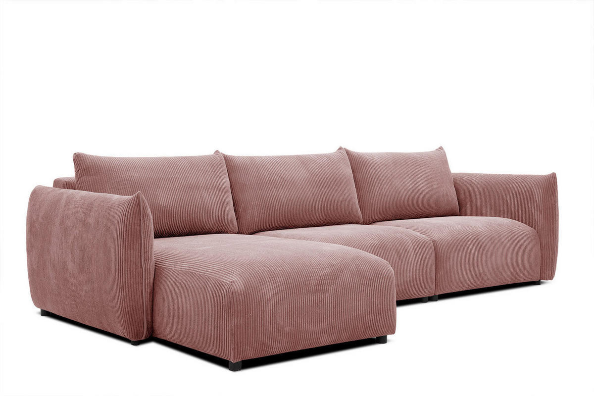ECKSOFA TAUER 5-Sitzer, altrosa - Schwarz/Altrosa, Holzwerkstoff/Kunststoff (173/294cm) - Courtois Laville
