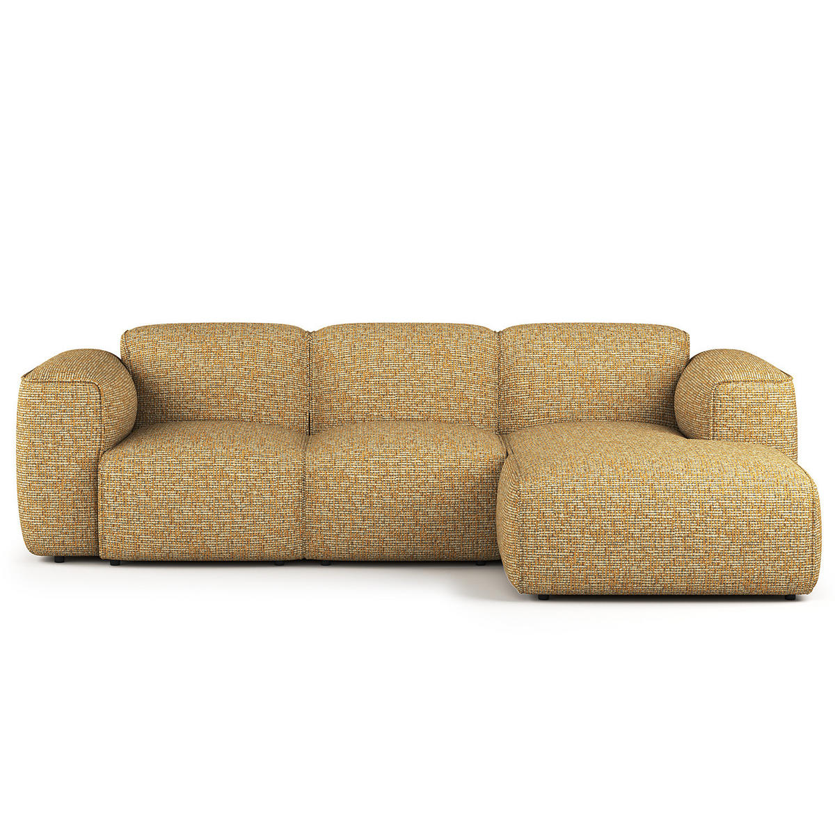 3-SITZER ECKSOFA mit Longchair - Schwarz/Honig, Kunststoff/Textil (251/173cm) - home24