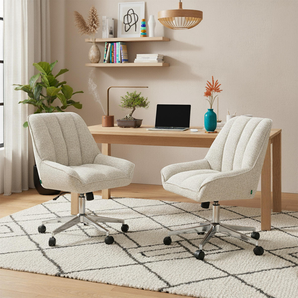 BÜROSTUHL Mika-Megan - Chromfarben/Creme, Textil/Metall (60/85/68cm) - DUBI Möbel