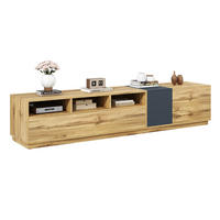 TV-SCHRANK aus Spanplatte 200x45x45 cm Schwarzgrau/Naturfarben mit Kabelöffnungen und Türen im Kontrastdesign - Schwarz, Holzwerkstoff (200/45/45cm) - Modfu