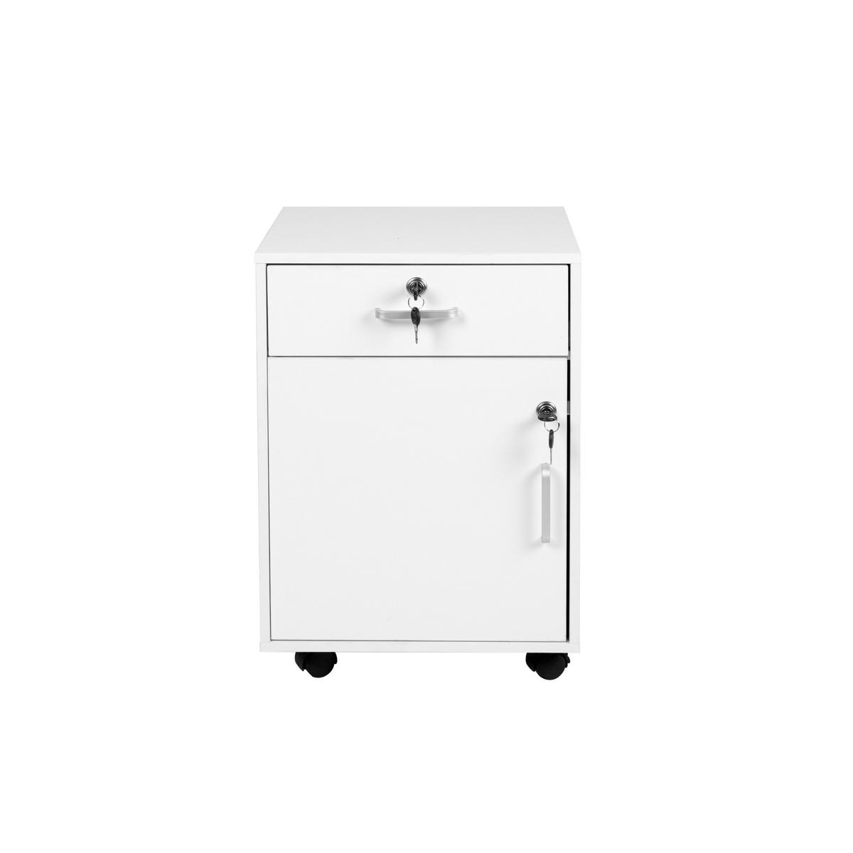 ROLLCONTAINER - Silberfarben/Weiß, Holzwerkstoff/Kunststoff (40/57/40cm) - Relaxdays