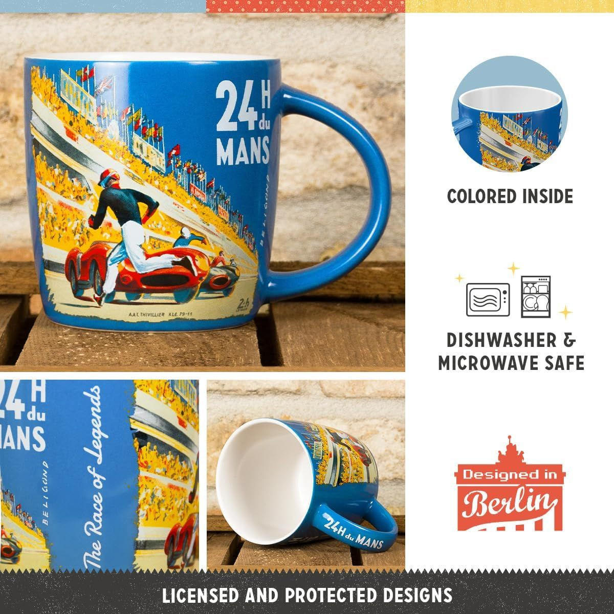 KAFFEETASSE 330 ml 24h Le Mans Racing Poster Blue - Multicolor, Keramik (0.33L) - Nostalgic-Art