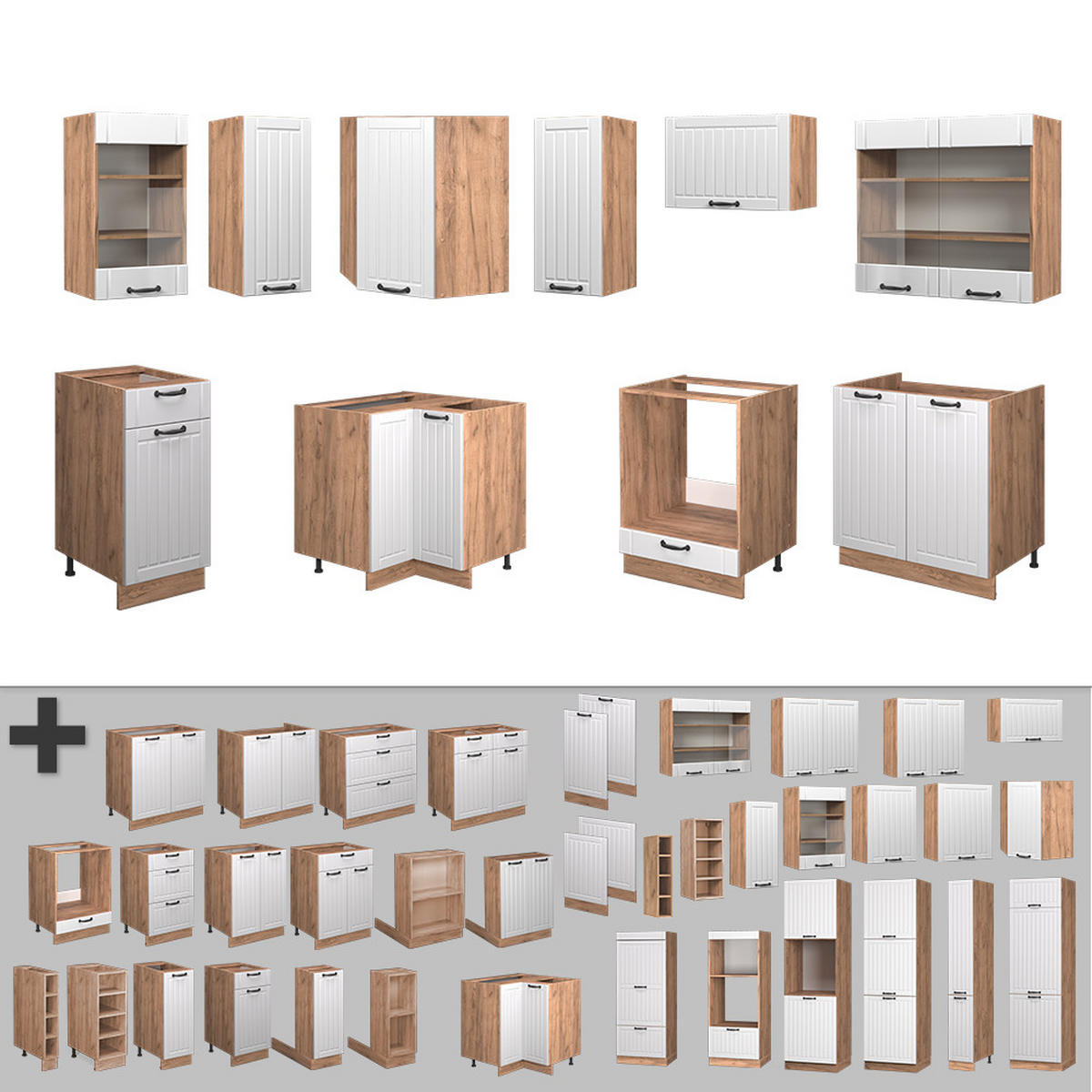 ROHOVÁ KUCHYŇ Fame-Line Bílý venkovský dům - bílá/medově dubová, kompozitní dřevo (190/81.6/60cm) - Vicco