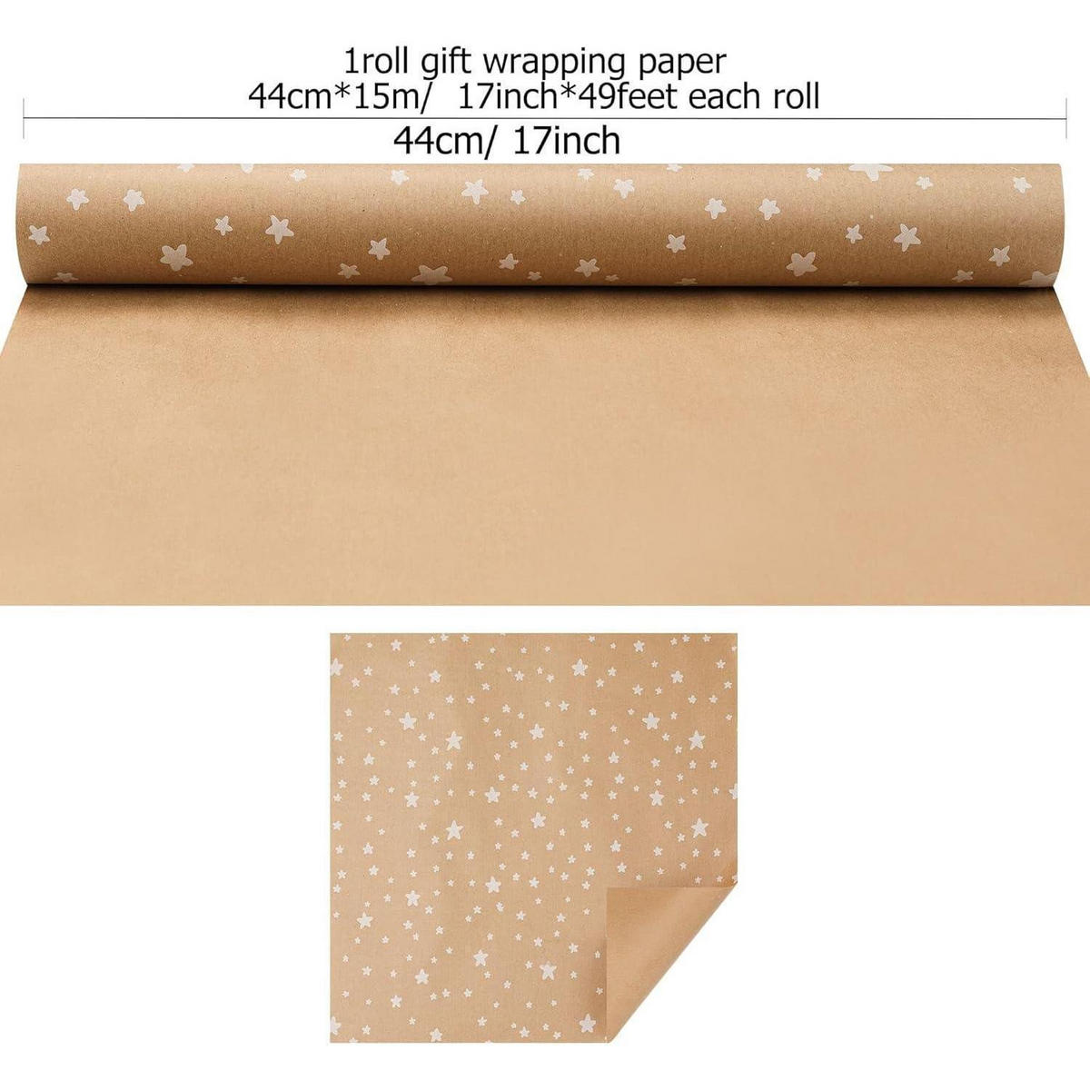 GESCHENKPAPIER Weihnachten 44 cm x 15 m Stern - Braun, Papier (44/440/1500cm)