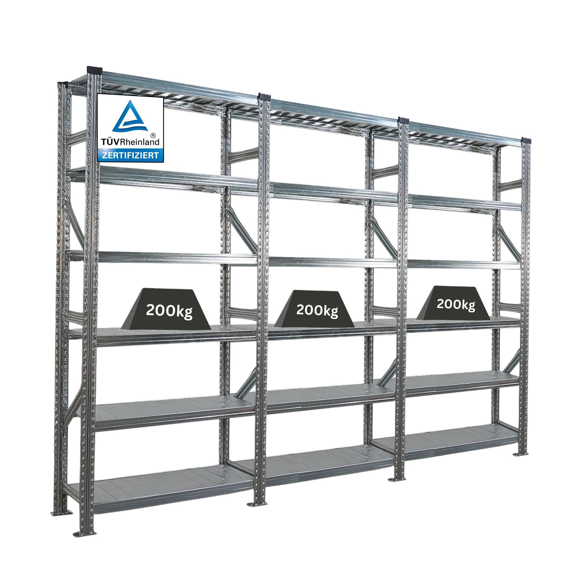 Proregal Fachbodenregal Silber 270x210x32 cm