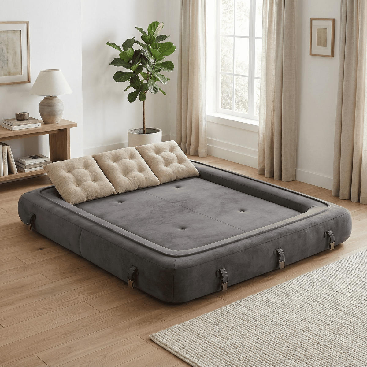 SCHLAFSOFA Okoa 2-Sitzer - Braun Sand - Braun, Textil (120/60/120cm) - COCO Living