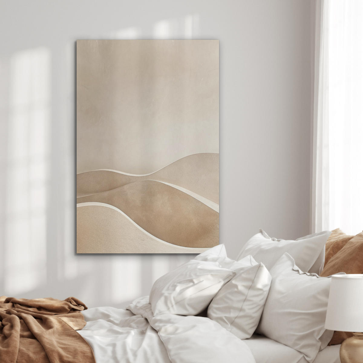 AKUSTIKPANEEL Beige - Natur - Abstrakt - Modern 70x100 cm - Beige, Textil (70/0.9/100cm) - MuchoWow