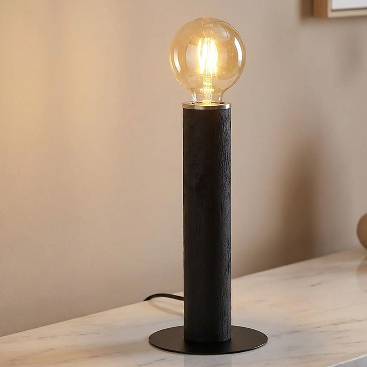 LED TISCHLEUCHTE Holzoptik Schwarz - Schwarz, Holz (15/15/30.5cm) - Globo Lighting