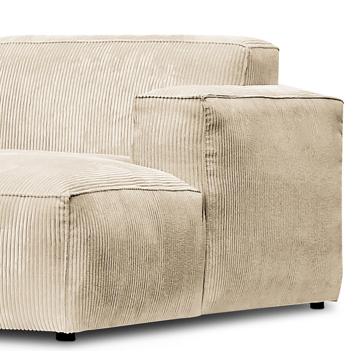 ECKSOFA mit Longchair - Creme/Schwarz, Kunststoff/Textil (345/170cm) - home24