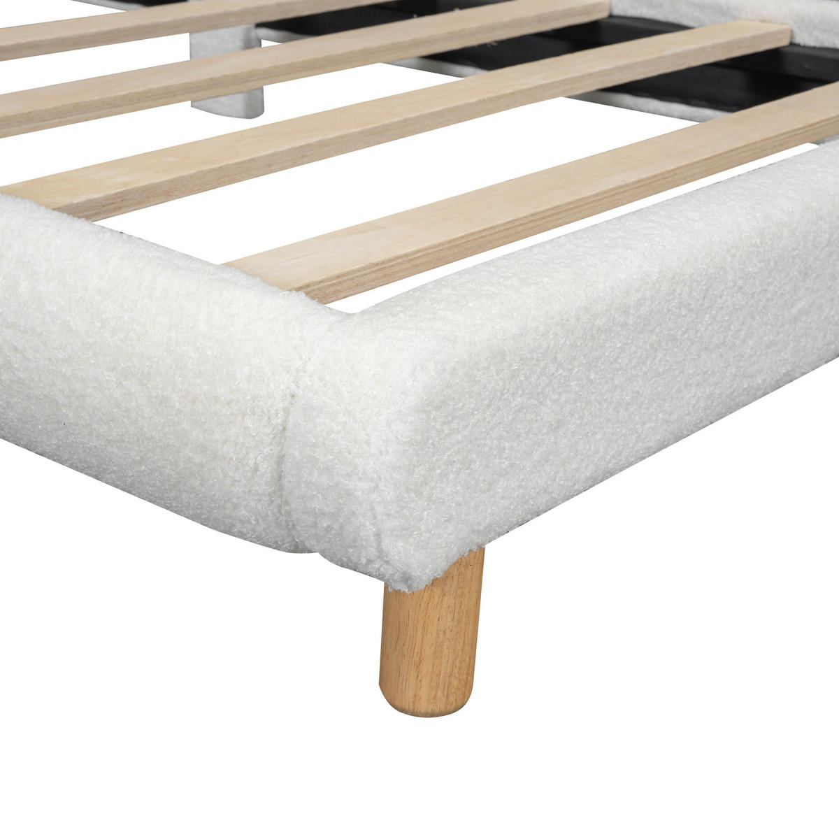 KINDERBETT 90/200 cm Weiß Kinderbett mit niedlichem Kopfteil aus Plush - Weiß, Textil (90/200cm) - OKWISH