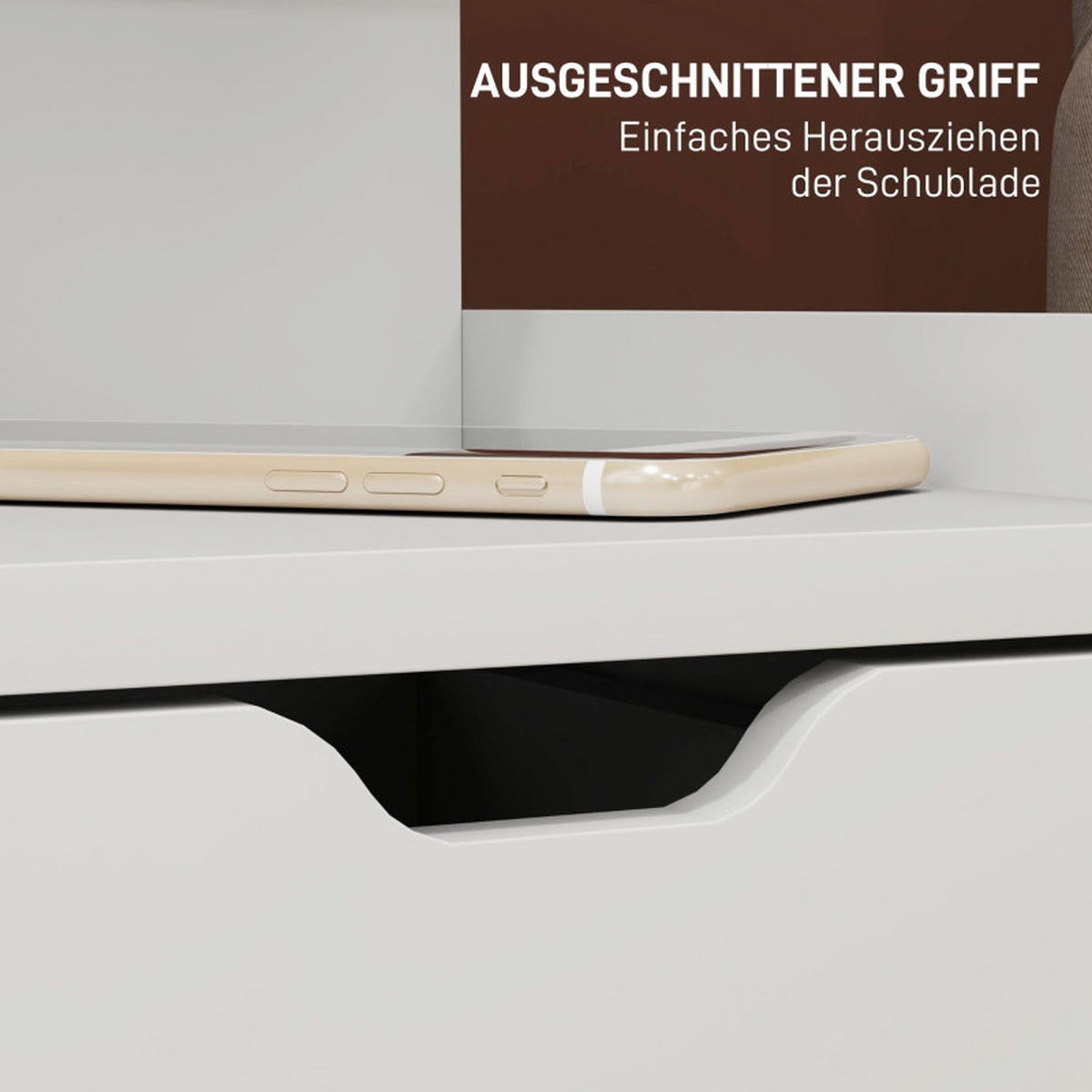 NACHTTISCH 40/30/60 cm weiß aus Holzwerkstoff mit 2 Schubladen - Weiß, Holz (30/60/40cm) - OKWISH