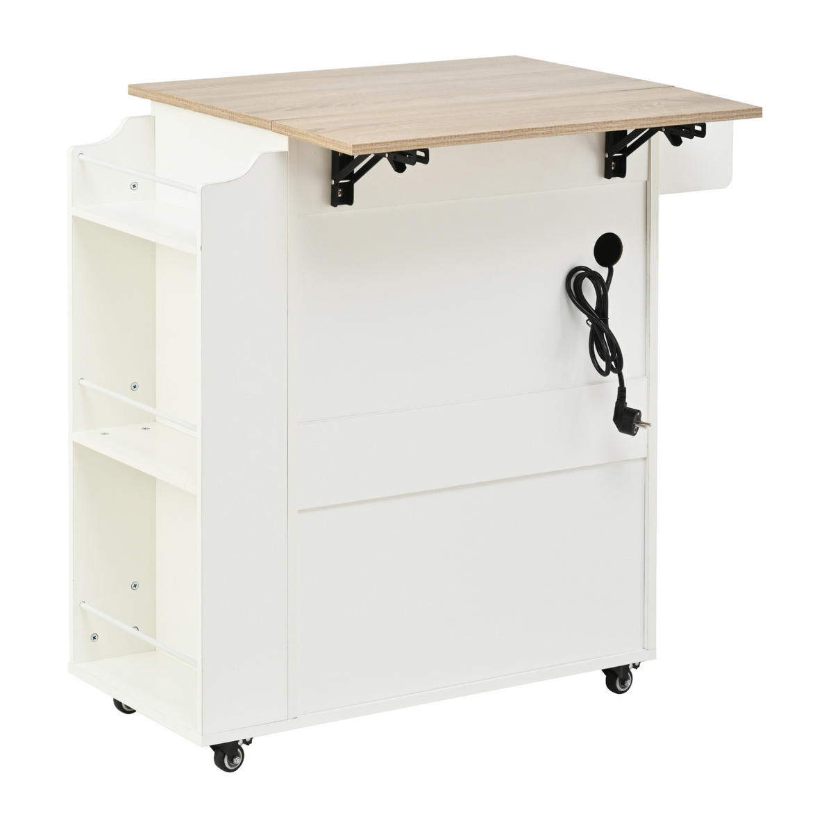 KÜCHENWAGEN klappbar mit Stauraum 66 x 60 x 90 cm Weiß - Weiß, Holz (38/86/66cm) - Beauniv