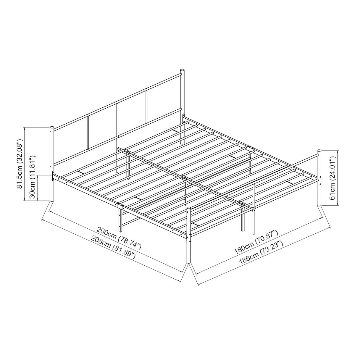 METALLBETT Laos - Schwarz, Metall (180/200cm) - [en.casa]