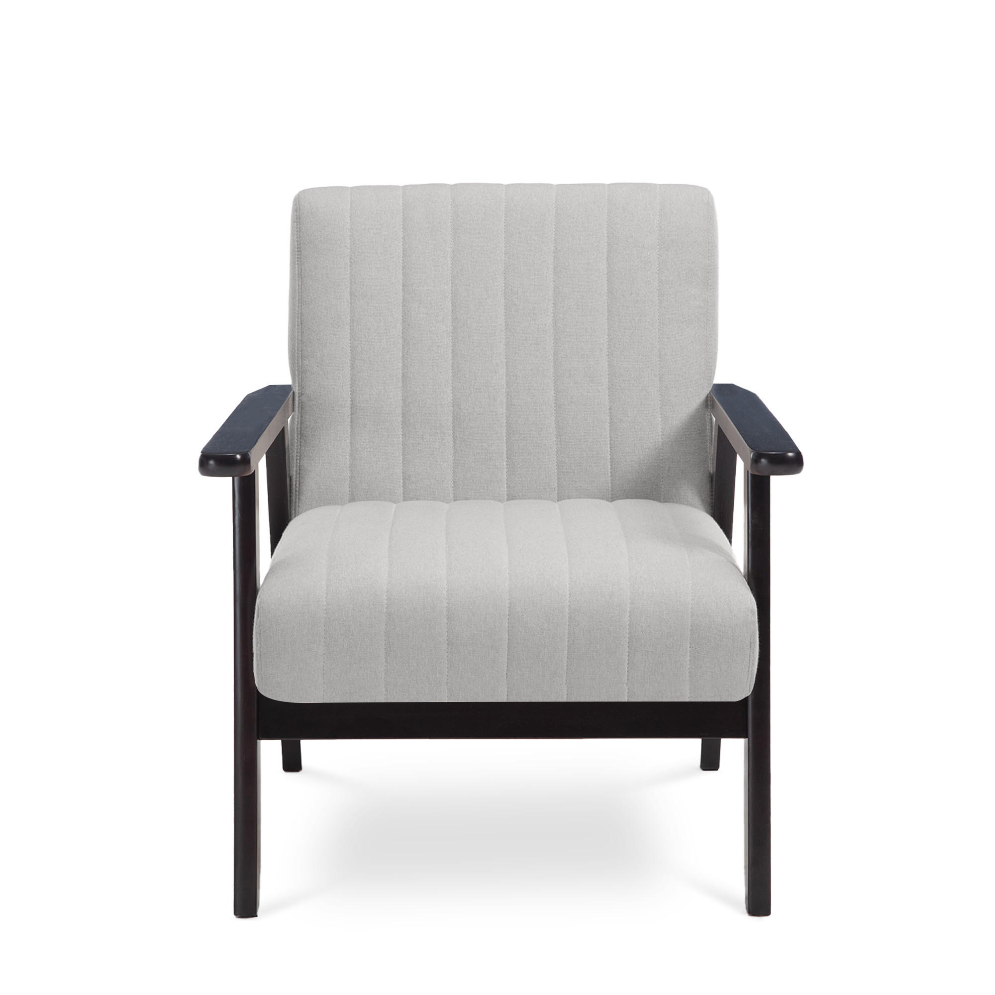 VINTAGE-HOLZSESSEL Erik aus grauem Stoff - Dunkelbraun/Hellgrau, Holz/Textil (65/75.5/75cm) - Sicaan