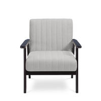 VINTAGE-HOLZSESSEL Erik aus grauem Stoff - Dunkelbraun/Hellgrau, Holz/Textil (65/75.5/75cm) - Sicaan