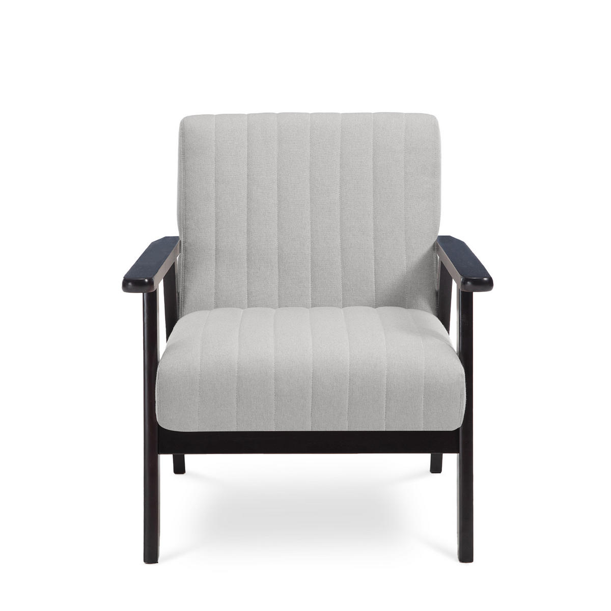 VINTAGE-HOLZSESSEL Erik aus grauem Stoff - Dunkelbraun/Hellgrau, Holz/Textil (65/75.5/75cm) - Sicaan
