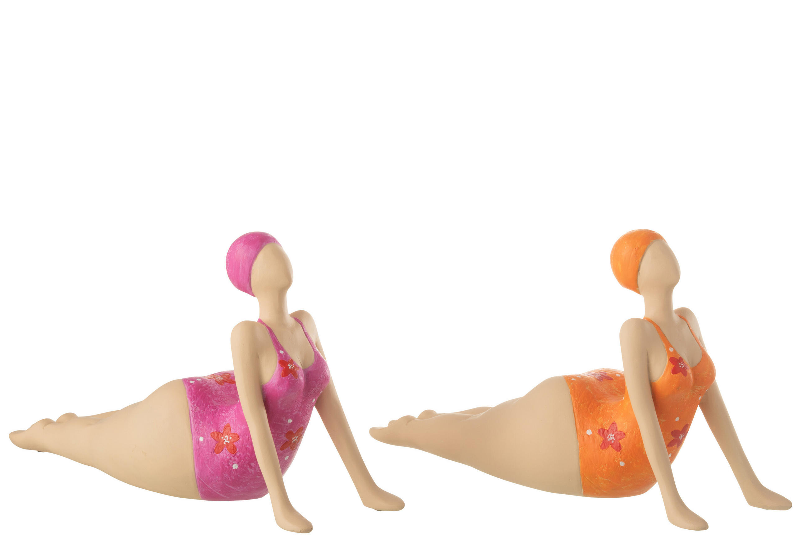 FIGUR YOGA LIEGEND - Polyresin - Multi - 2er Set - Multicolor, Glas/Naturmaterialien (10.5/17/32.3cm) - J-Line