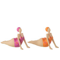 FIGUR YOGA LIEGEND - Polyresin - Multi - 2er Set - Multicolor, Glas/Naturmaterialien (10.5/17/32.3cm) - J-Line