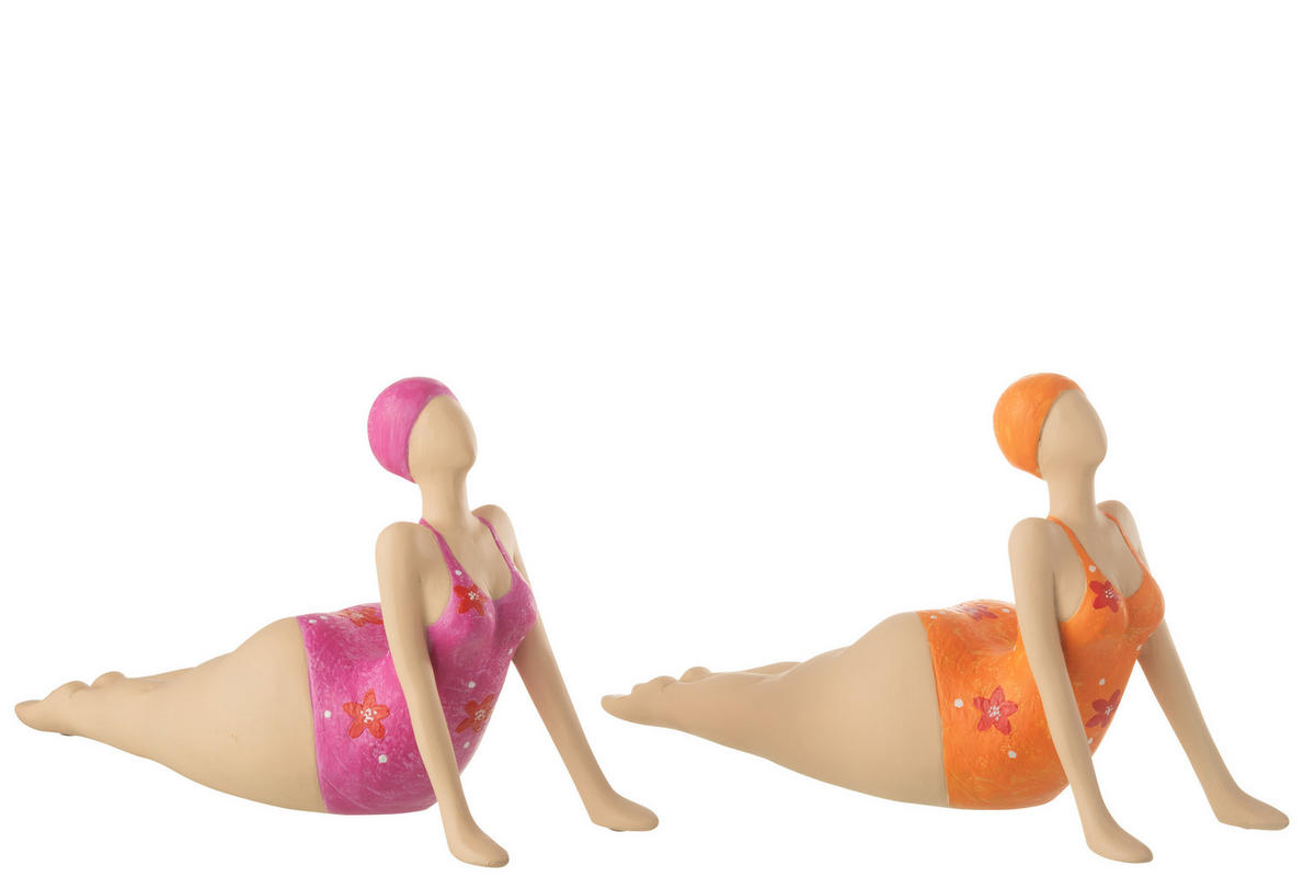 FIGUR YOGA LIEGEND - Polyresin - Multi - 2er Set - Multicolor, Glas/Naturmaterialien (10.5/17/32.3cm) - J-Line