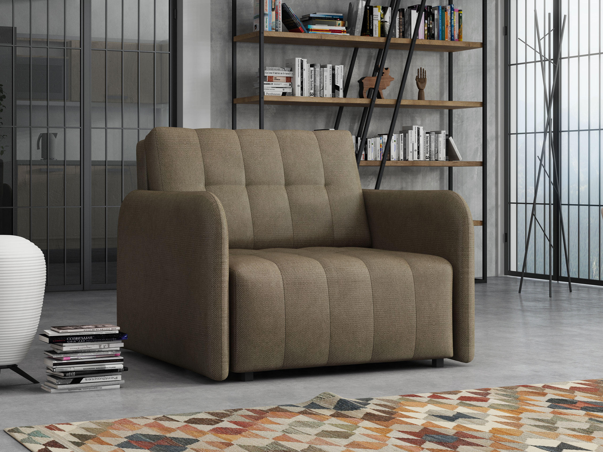 SCHLAFSOFA Viva Grand I - Hellbraun/Schwarz, Holz/Kunststoff (98/85/95cm) - MIRJAN24