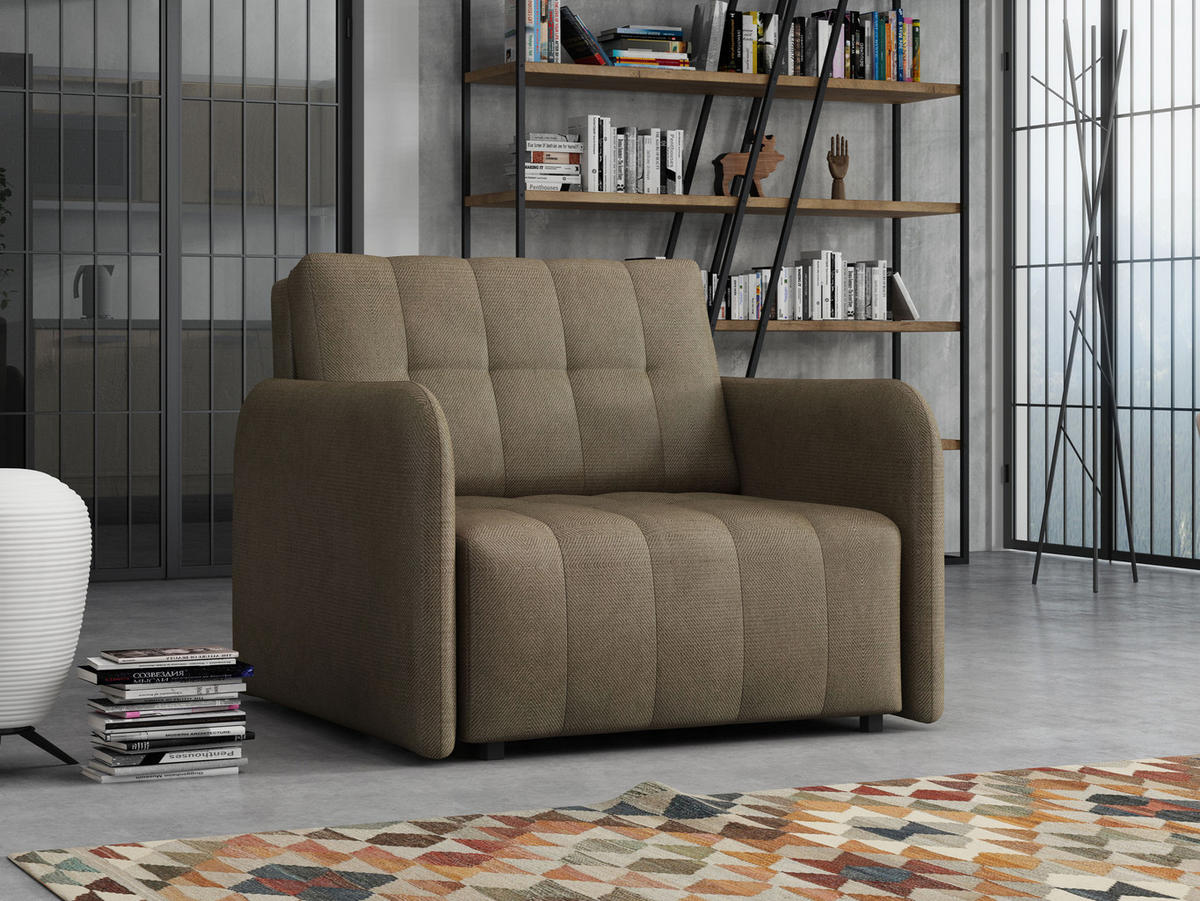 SCHLAFSOFA Viva Grand I - Hellbraun/Schwarz, Holz/Kunststoff (98/85/95cm) - MIRJAN24